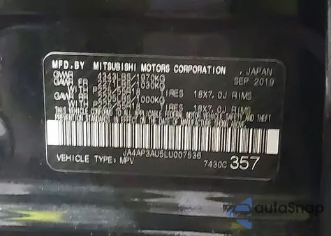 2020 Mitsubishi Outlander Sport Es/Sp from USA, damaged, VIN JA4AP3AU5LU007536
